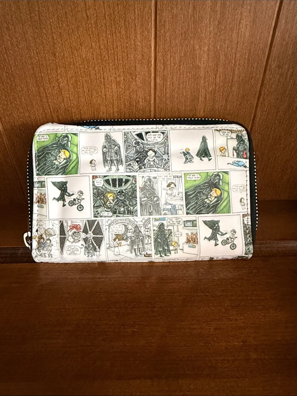 Loungefly Star Wars White Comic Zip Around Wallet with Black Trim